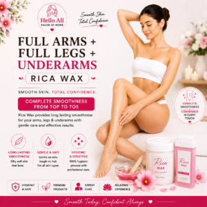 Full Arms, Full Legs & Underarms Rica Wax service by Hello All Salon-at-Home for smooth, hair-free skin.