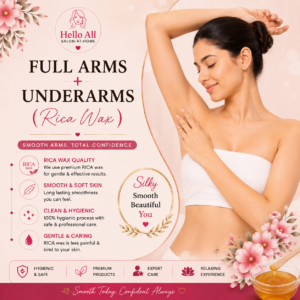Full Arms Underarms Rica Wax service at Hello All Salon-at-Home for smooth, silky-looking skin