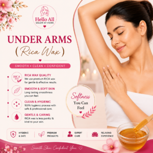 Under Arms Rica Wax service at Hello All Salon-at-Home for smooth, well-groomed skin