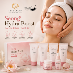Seong Hydra Boost Korean Glass Facial Kit 6-step hydrating skincare set for glass skin glow at Hello All Salon